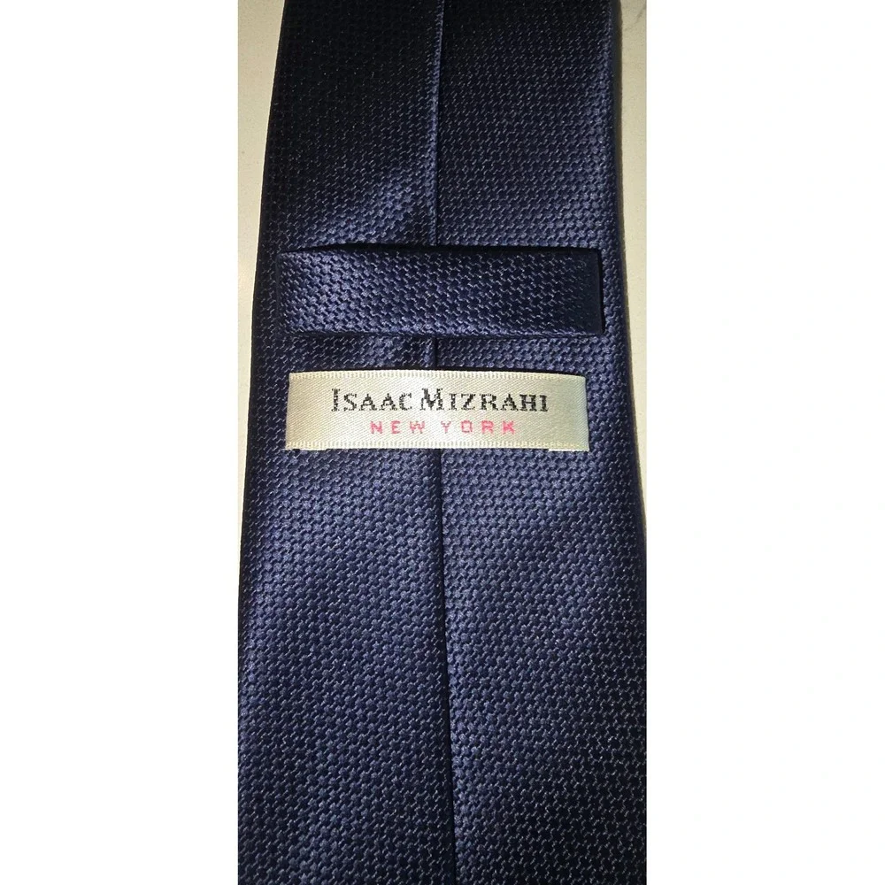 Isaac Mizrahi New York Mens Navy Blue Micro Texture Handmade Necktie RN 20485